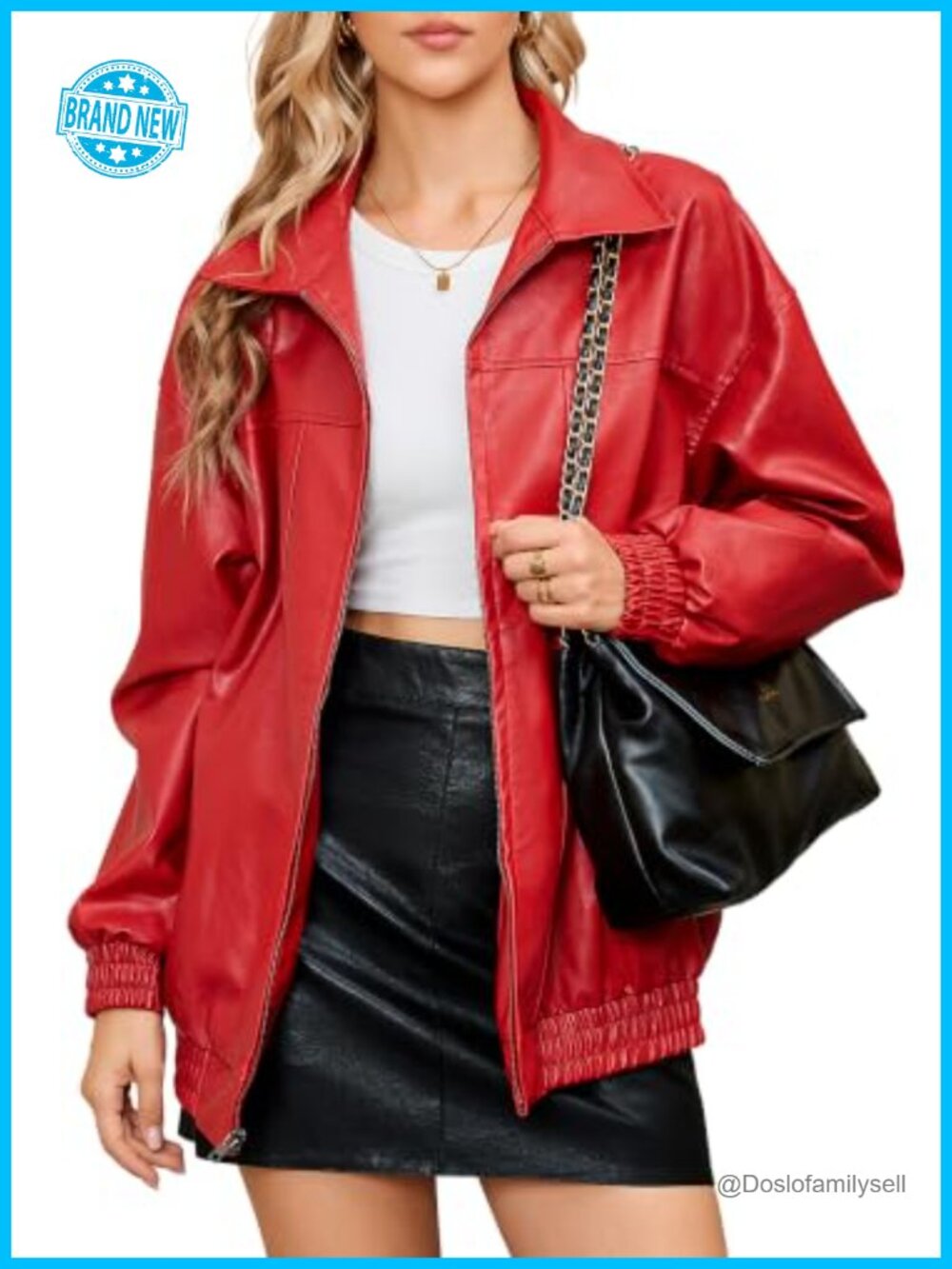 Faux Leather Zip Ribbed Oversized Trench Coat Women's Winter Warm